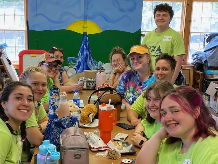 Camp Kee-wanee employees eating lunch together